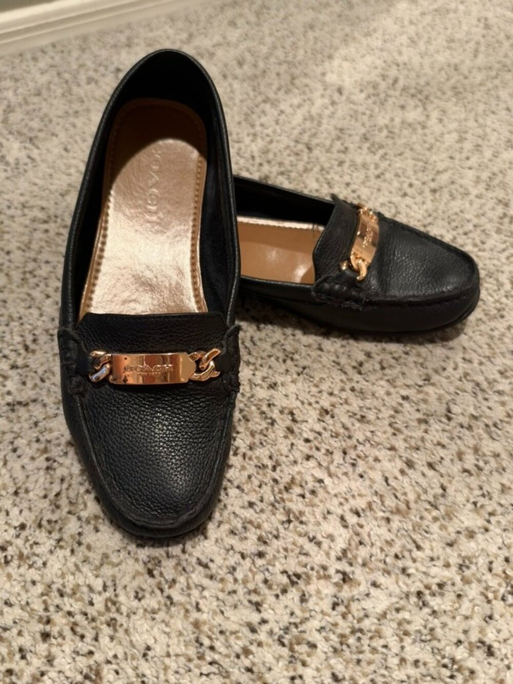 Coach | Olive Horsebit Leather Slip-On Loafers | Black | Size: 8